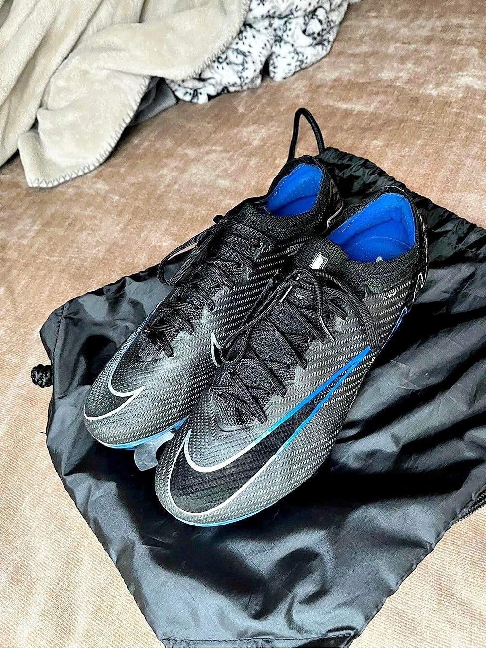 Nike Zoom Mercurial Vapor 15 Elite FG Black & Blue Soccer Cleats